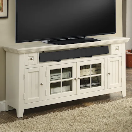 62" TV Console with Four Doors and Sound Bar Shelf